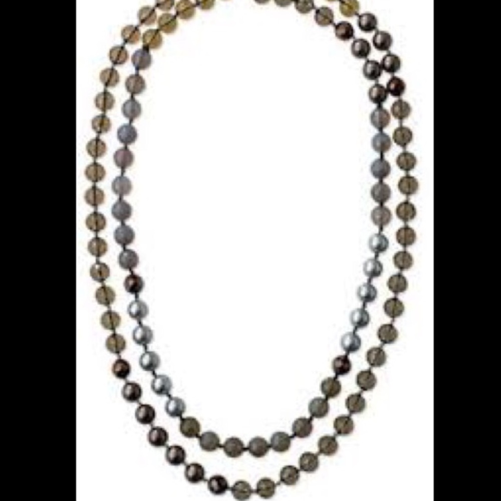 Stella & Dot | Glorious Gloria Smokey Quartz + Pearl Beaded Necklace - Picture 5 of 10